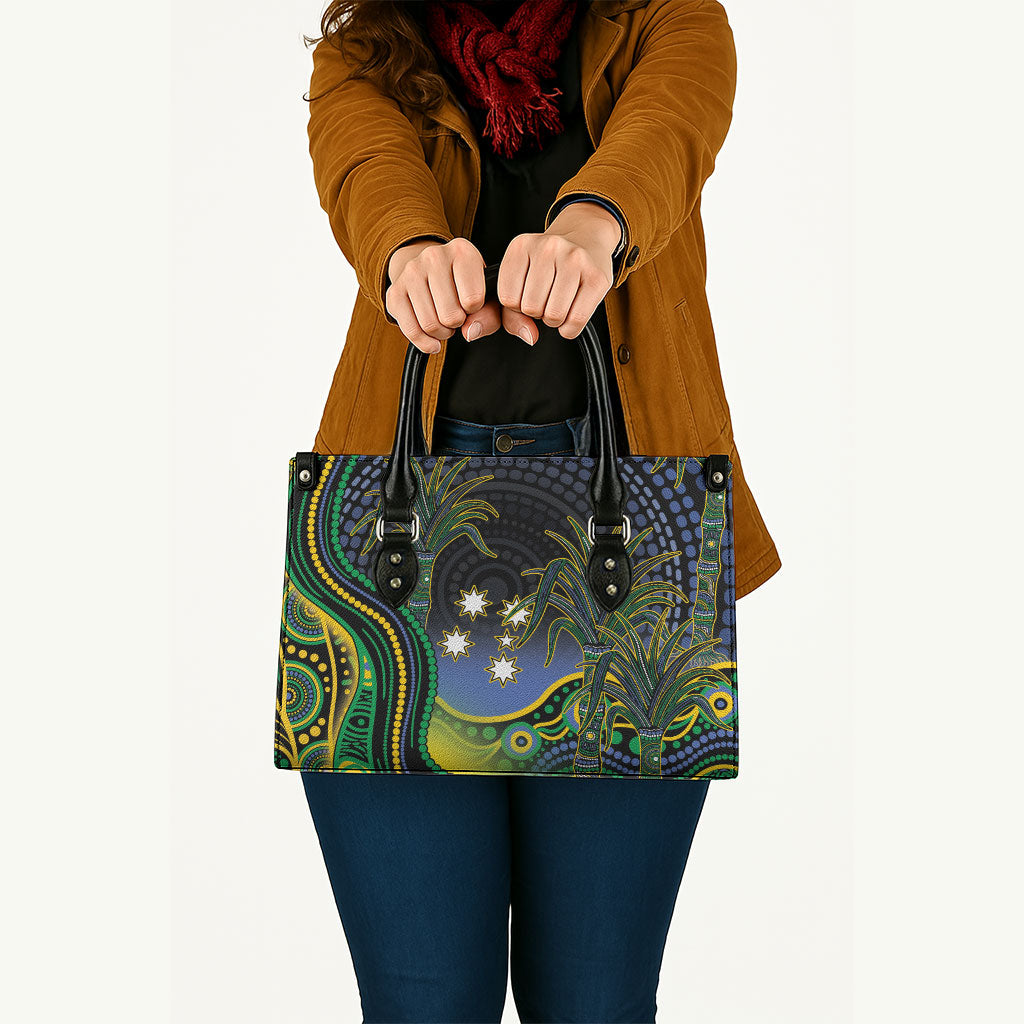Australian South Sea Islander National Recognition Day Leather Bag Southern Cross Aboriginal Dot Art Sugarcane