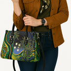Australian South Sea Islander National Recognition Day Leather Bag Southern Cross Aboriginal Dot Art Sugarcane