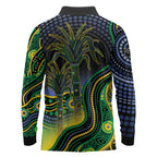 Australian South Sea Islander National Recognition Day Long Sleeve Polo Shirt Southern Cross Aboriginal Dot Art Sugarcane