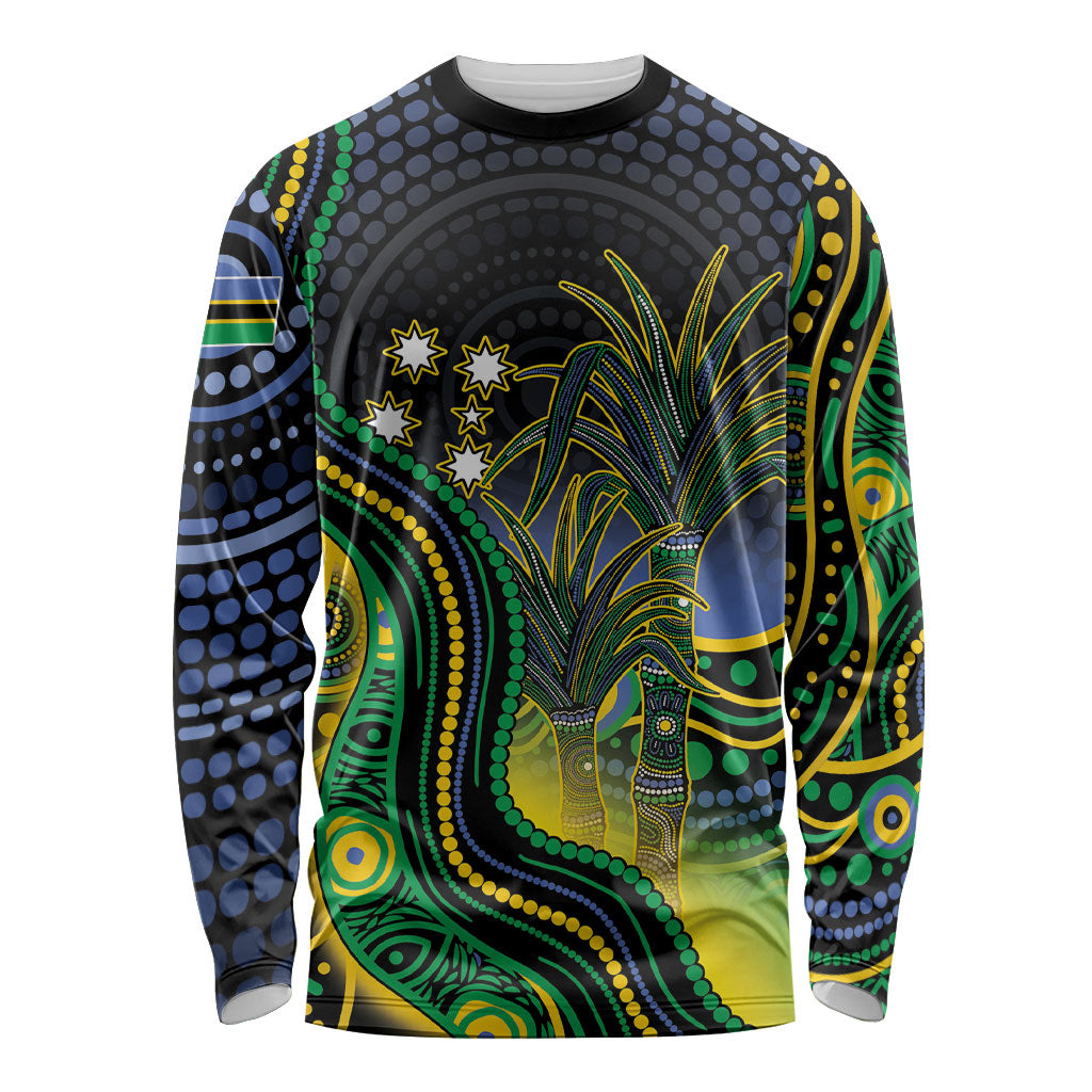 Australian South Sea Islanders National Recognition Day Long Sleeve Shirt Southern Cross Aboriginal Dot Art Sugarcane