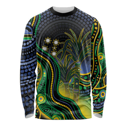 Australian South Sea Islanders National Recognition Day Long Sleeve Shirt Southern Cross Aboriginal Dot Art Sugarcane