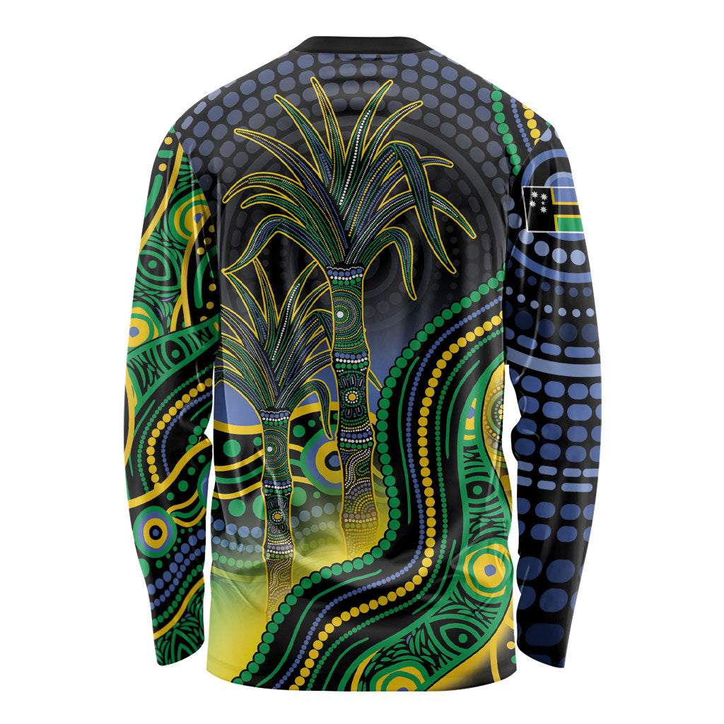 Australian South Sea Islanders National Recognition Day Long Sleeve Shirt Southern Cross Aboriginal Dot Art Sugarcane