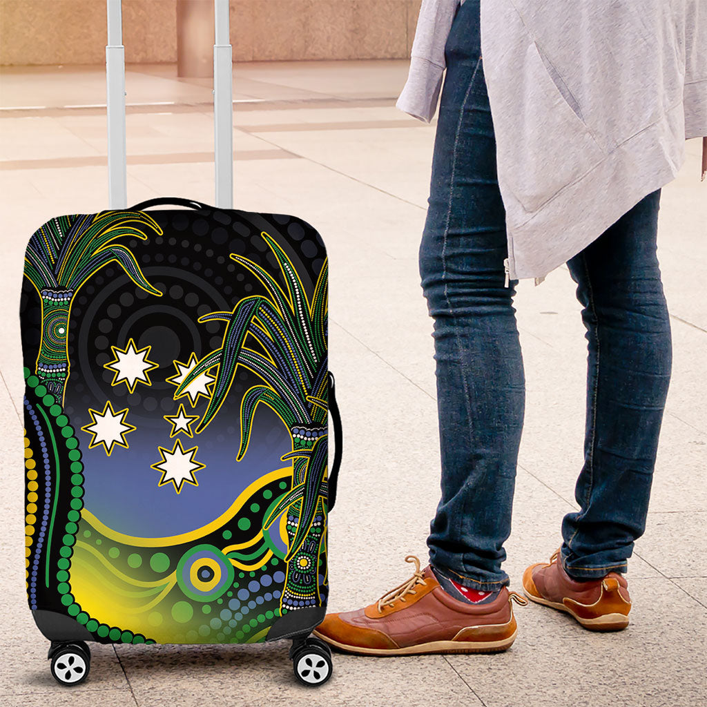 Australian South Sea Islanders National Recognition Day Luggage Cover Southern Cross Aboriginal Dot Art Sugarcane