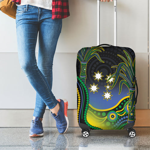 Australian South Sea Islanders National Recognition Day Luggage Cover Southern Cross Aboriginal Dot Art Sugarcane