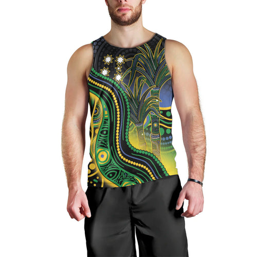 Australian South Sea Islanders National Recognition Day Men Tank Top Southern Cross Aboriginal Dot Art Sugarcane