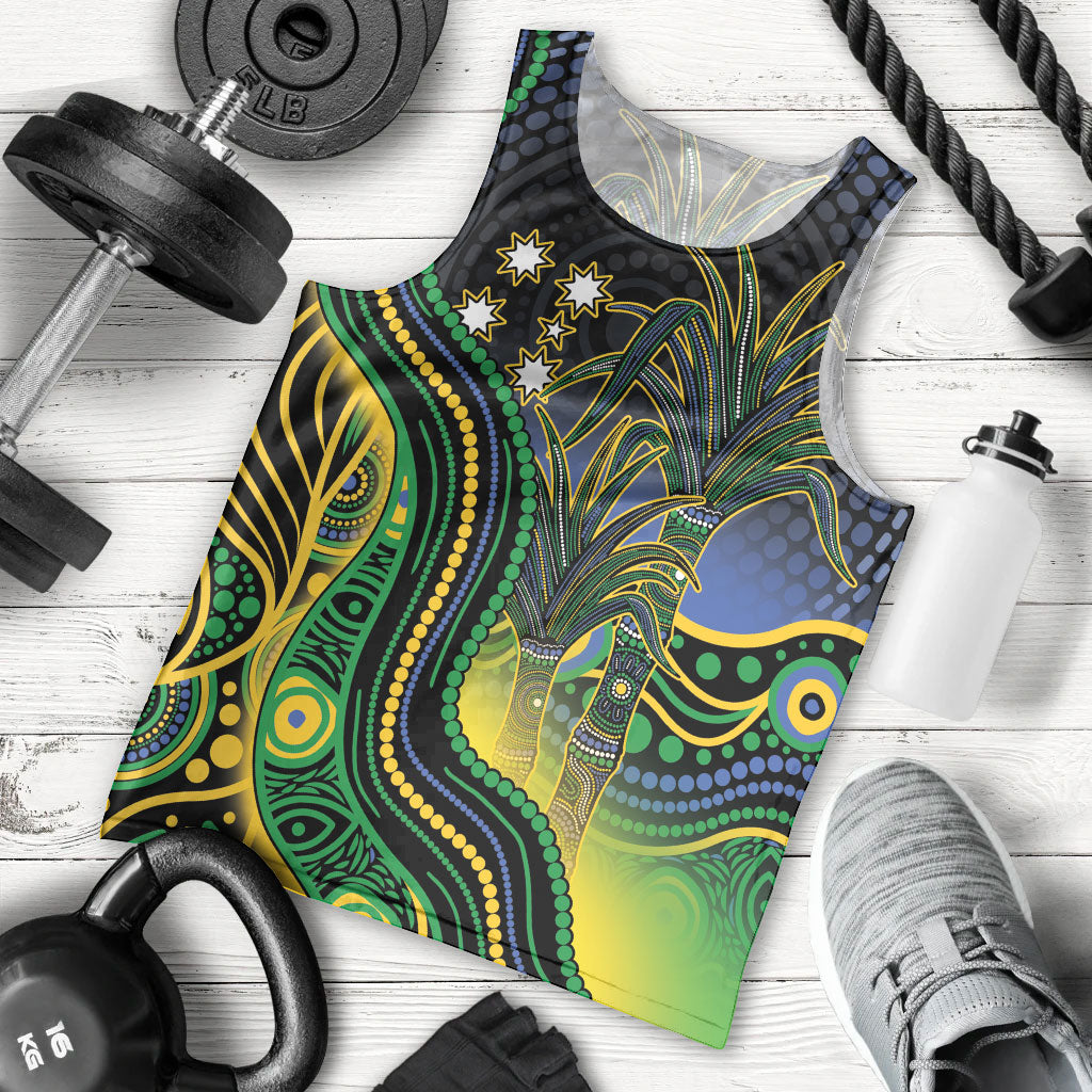 Australian South Sea Islander National Recognition Day Men Tank Top Southern Cross Aboriginal Dot Art Sugarcane