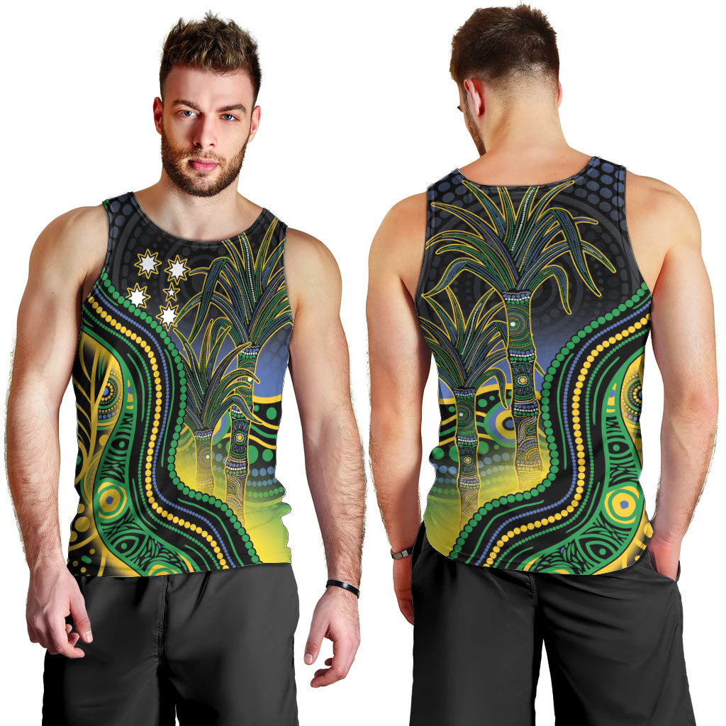 Australian South Sea Islander National Recognition Day Men Tank Top Southern Cross Aboriginal Dot Art Sugarcane