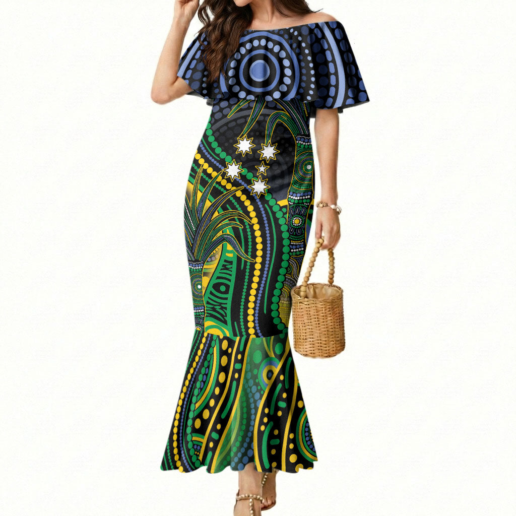 Australian South Sea Islander National Recognition Day Mermaid Dress Southern Cross Aboriginal Dot Art Sugarcane