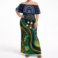 Australian South Sea Islander National Recognition Day Off Shoulder Maxi Dress Southern Cross Aboriginal Dot Art Sugarcane
