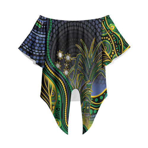 Australian South Sea Islanders National Recognition Day Off Shoulder Wrap Waist Top Southern Cross Aboriginal Dot Art Sugarcane