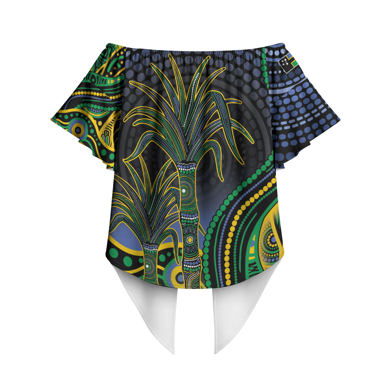Australian South Sea Islander National Recognition Day Off Shoulder Wrap Waist Top Southern Cross Aboriginal Dot Art Sugarcane