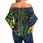 Australian South Sea Islander National Recognition Day Off Shoulder Wrap Waist Top Southern Cross Aboriginal Dot Art Sugarcane