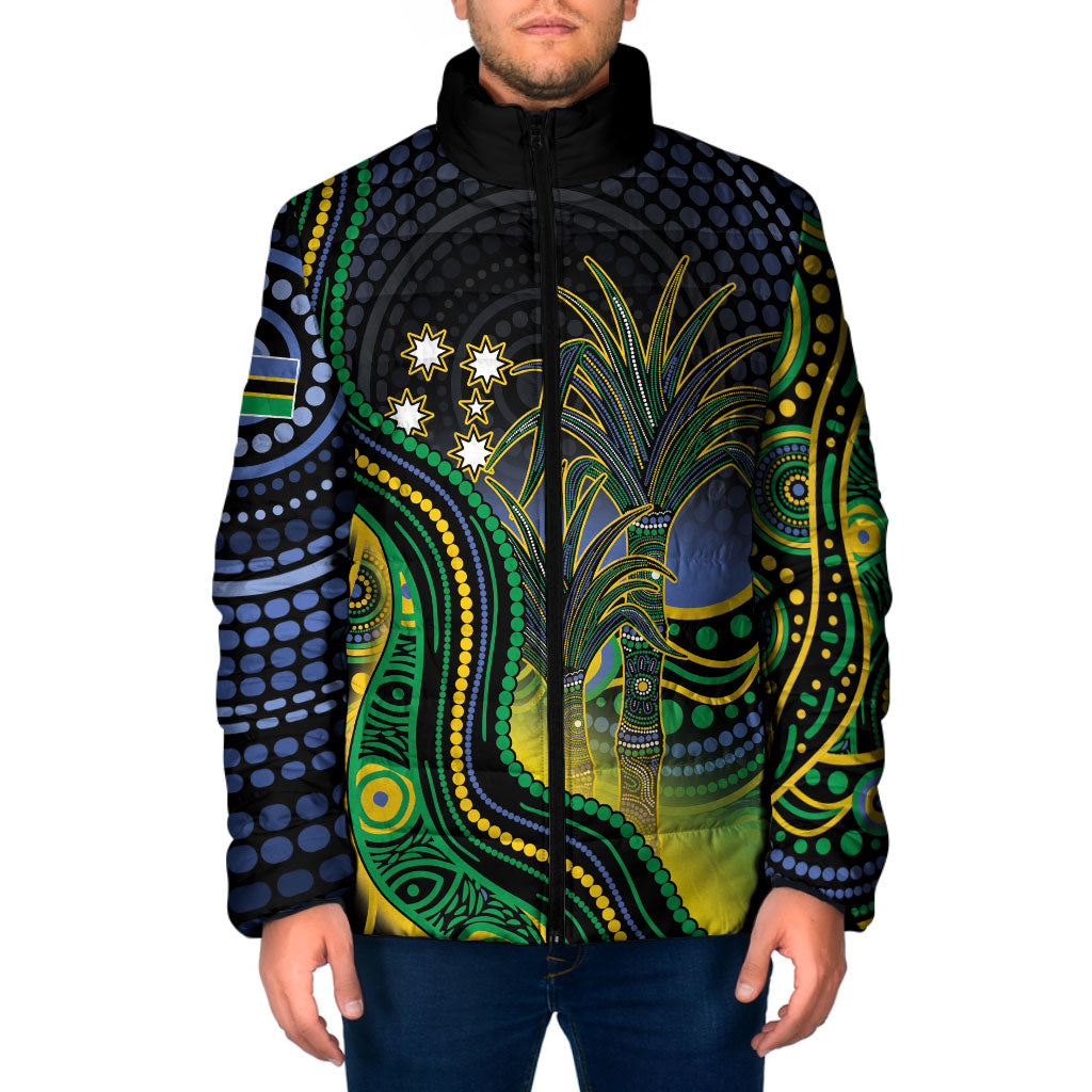 Australian South Sea Islander National Recognition Day Padded Jacket Southern Cross Aboriginal Dot Art Sugarcane