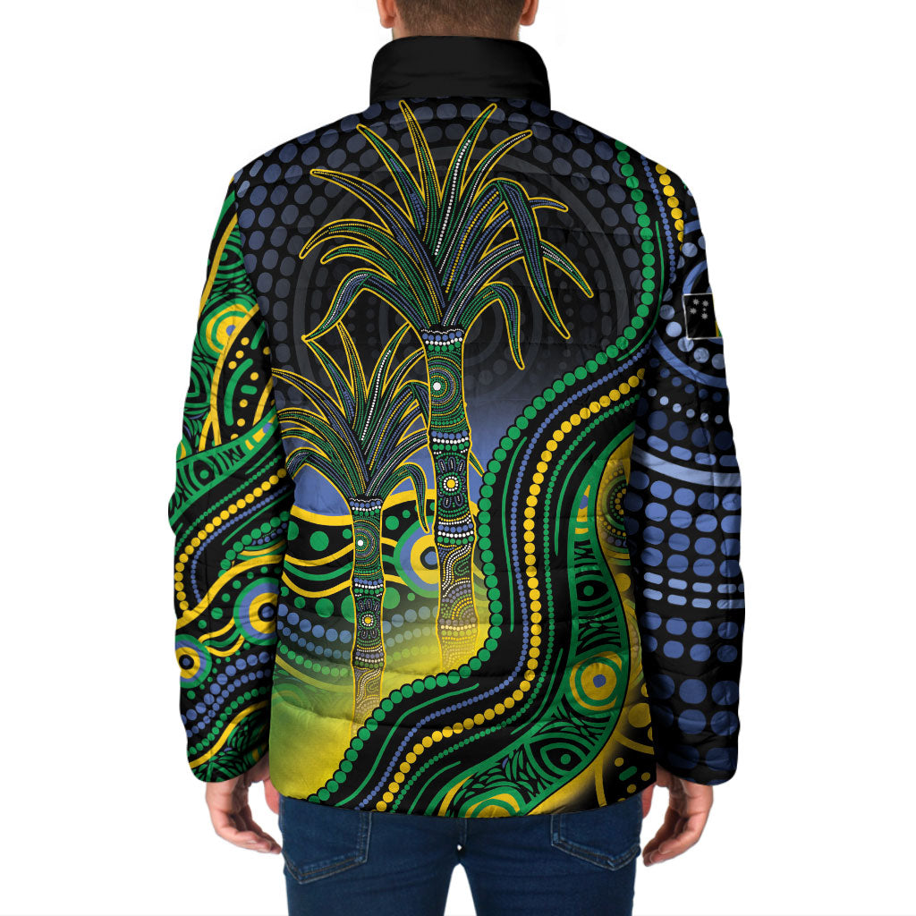 Australian South Sea Islander National Recognition Day Padded Jacket Southern Cross Aboriginal Dot Art Sugarcane
