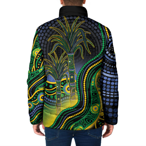 Australian South Sea Islanders National Recognition Day Padded Jacket Southern Cross Aboriginal Dot Art Sugarcane