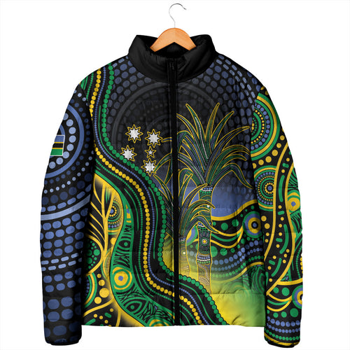 Australian South Sea Islanders National Recognition Day Padded Jacket Southern Cross Aboriginal Dot Art Sugarcane