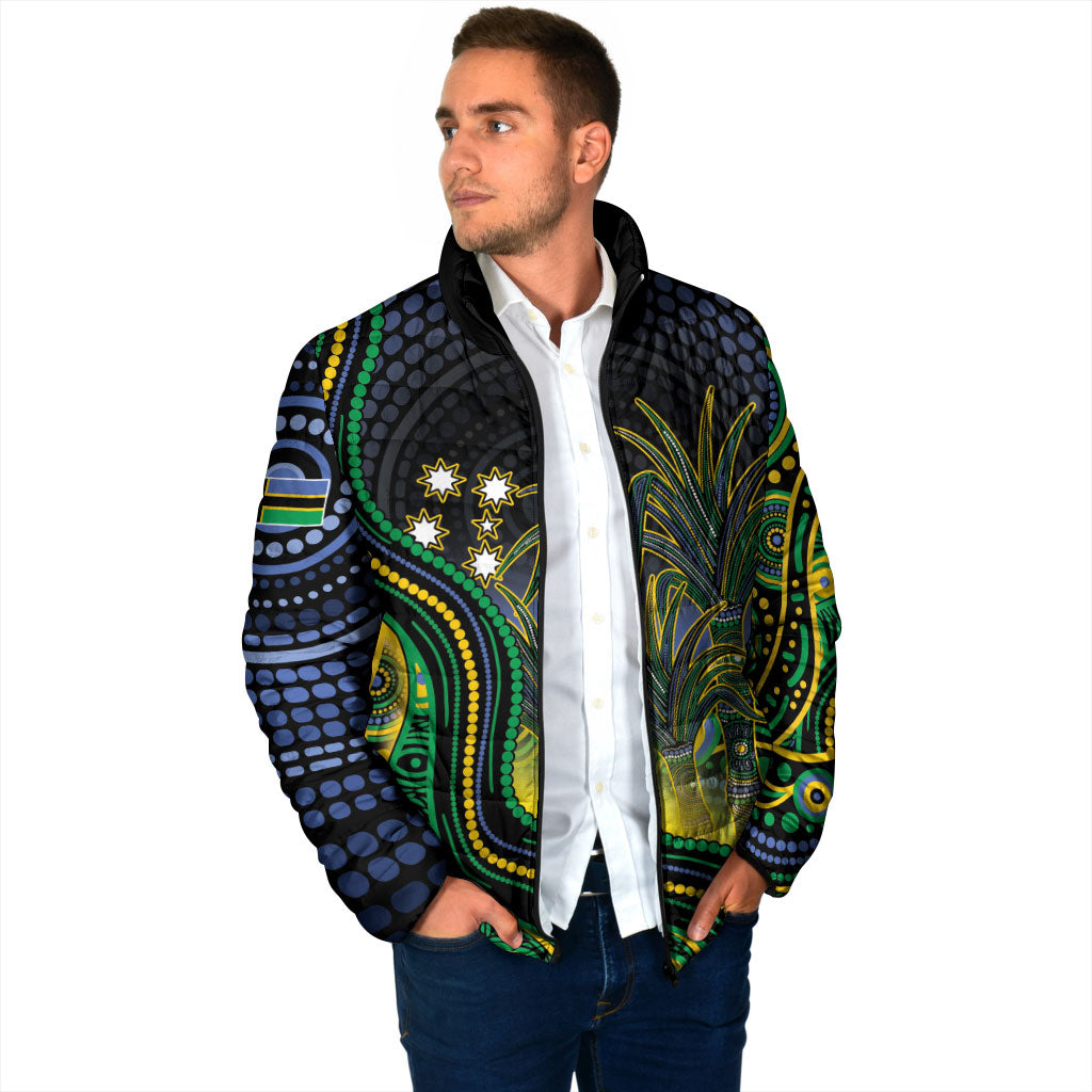Australian South Sea Islander National Recognition Day Padded Jacket Southern Cross Aboriginal Dot Art Sugarcane