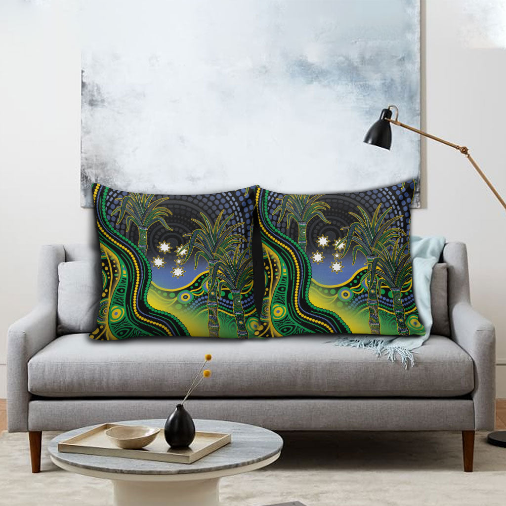 Australian South Sea Islander National Recognition Day Pillow Cover Southern Cross Aboriginal Dot Art Sugarcane