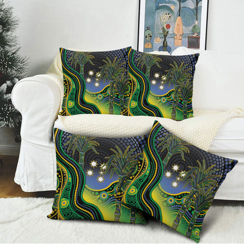 Australian South Sea Islander National Recognition Day Pillow Cover Southern Cross Aboriginal Dot Art Sugarcane