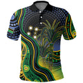 Australian South Sea Islander National Recognition Day Polo Shirt Southern Cross Aboriginal Dot Art Sugarcane
