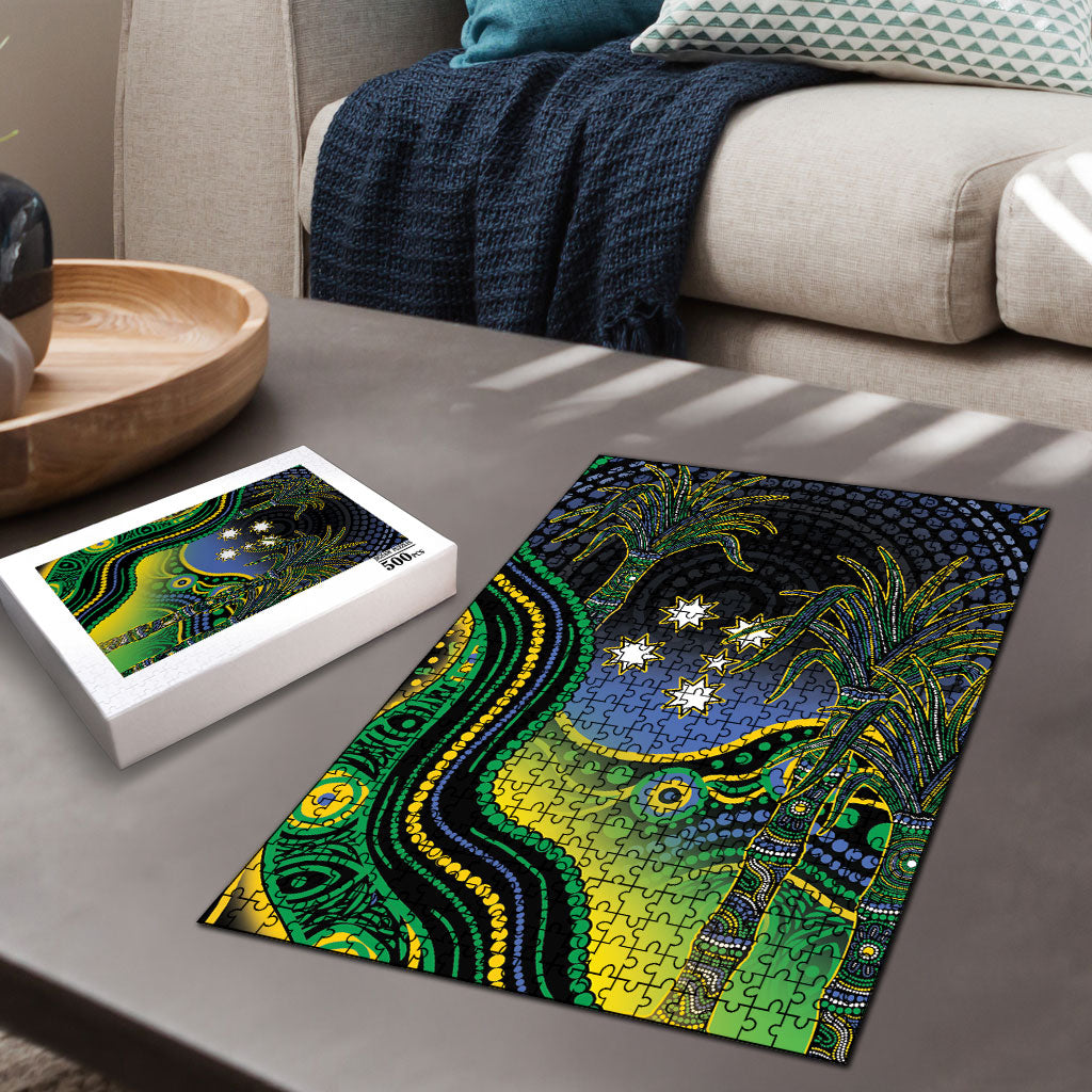 Australian South Sea Islander National Recognition Day Puzzle Southern Cross Aboriginal Dot Art Sugarcane