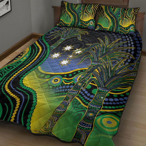 Australian South Sea Islanders National Recognition Day Quilt Bed Set Southern Cross Aboriginal Dot Art Sugarcane