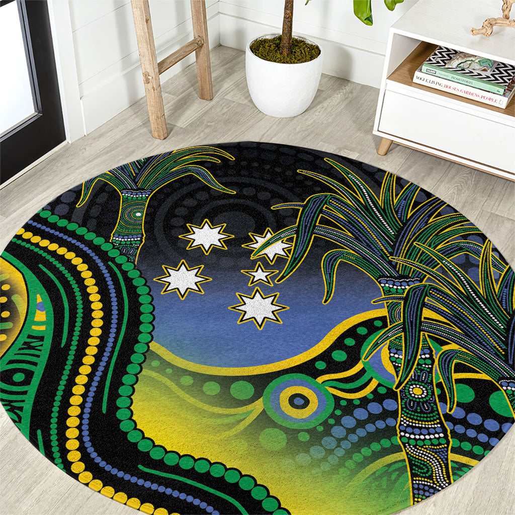 Australian South Sea Islander National Recognition Day Round Carpet Southern Cross Aboriginal Dot Art Sugarcane