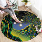 Australian South Sea Islander National Recognition Day Round Carpet Southern Cross Aboriginal Dot Art Sugarcane