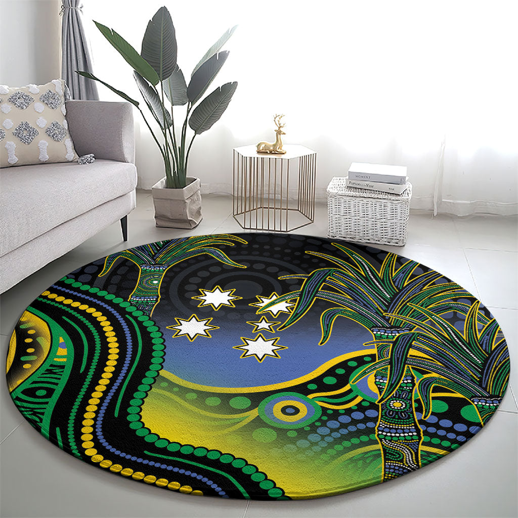 Australian South Sea Islander National Recognition Day Round Carpet Southern Cross Aboriginal Dot Art Sugarcane