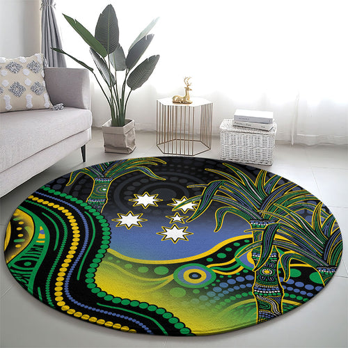 Australian South Sea Islanders National Recognition Day Round Carpet Southern Cross Aboriginal Dot Art Sugarcane