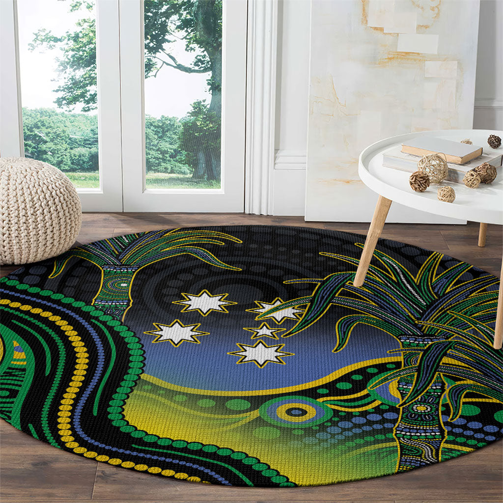Australian South Sea Islander National Recognition Day Round Carpet Southern Cross Aboriginal Dot Art Sugarcane