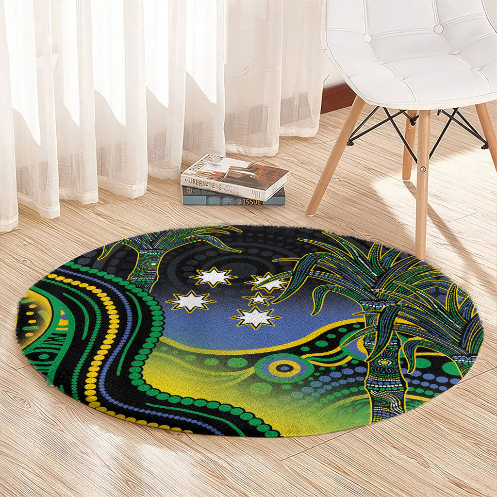 Australian South Sea Islander National Recognition Day Round Carpet Southern Cross Aboriginal Dot Art Sugarcane
