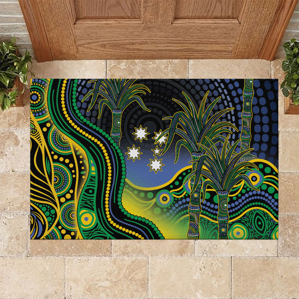 Australian South Sea Islander National Recognition Day Rubber Doormat Southern Cross Aboriginal Dot Art Sugarcane