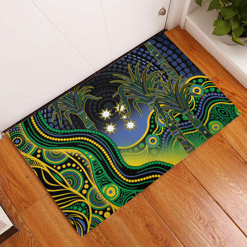 Australian South Sea Islanders National Recognition Day Rubber Doormat Southern Cross Aboriginal Dot Art Sugarcane