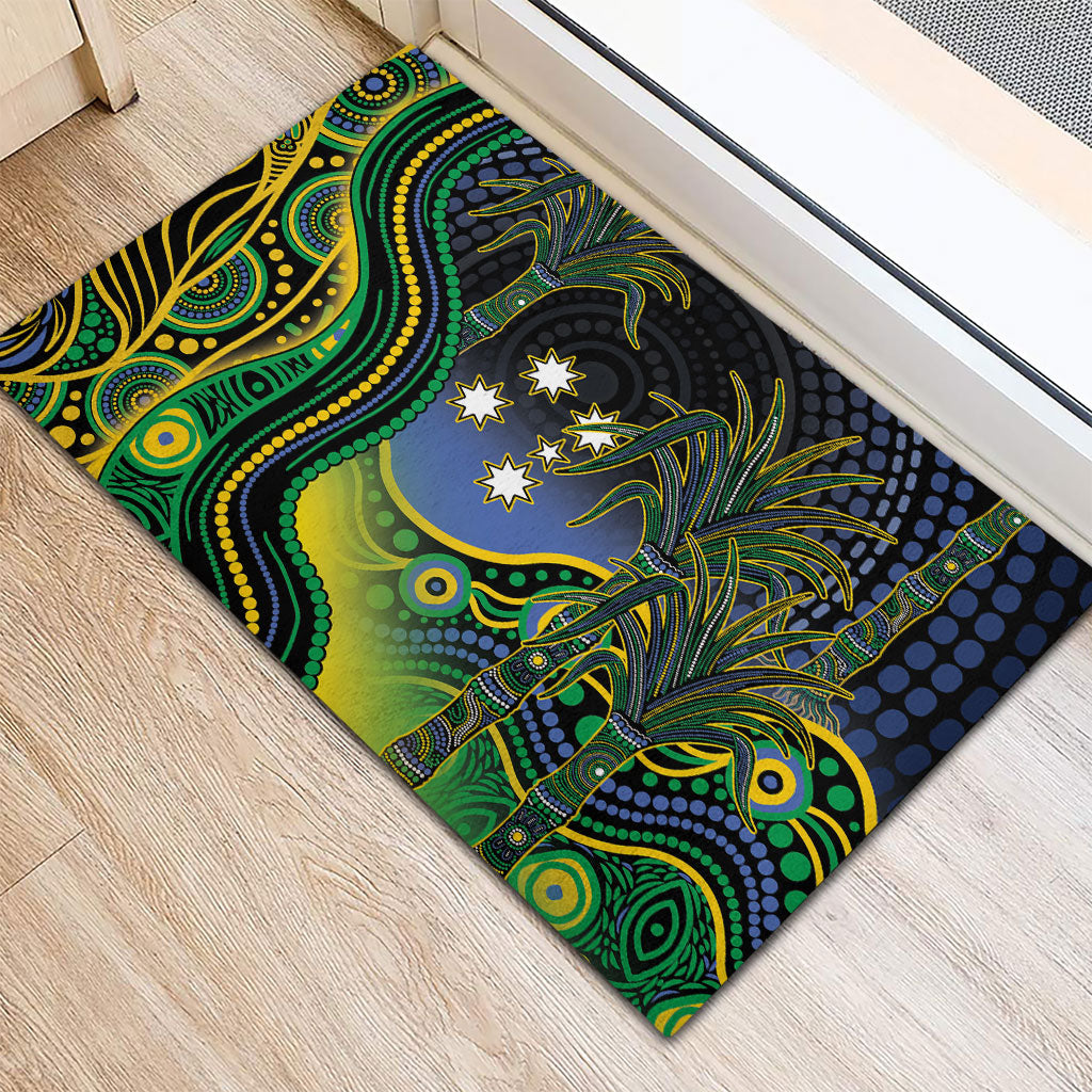 Australian South Sea Islander National Recognition Day Rubber Doormat Southern Cross Aboriginal Dot Art Sugarcane