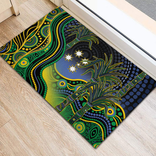 Australian South Sea Islanders National Recognition Day Rubber Doormat Southern Cross Aboriginal Dot Art Sugarcane