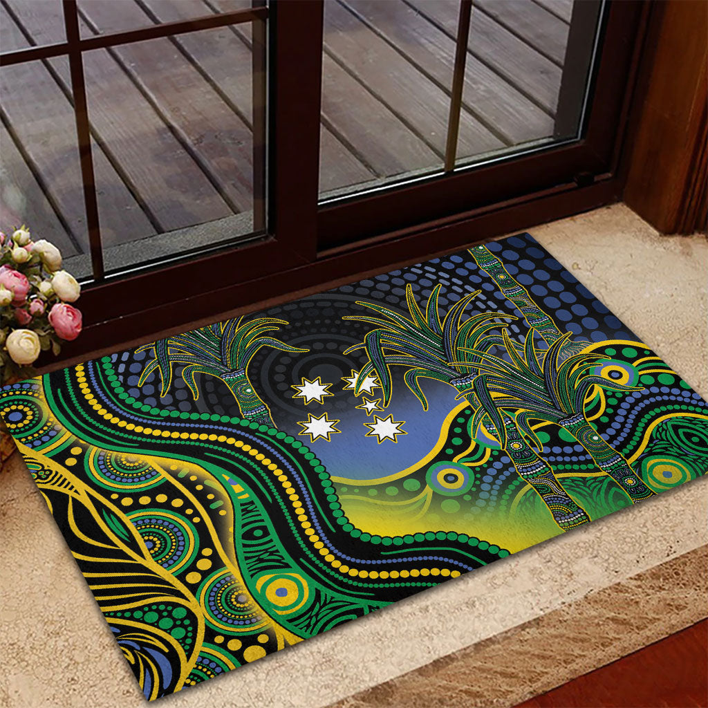 Australian South Sea Islander National Recognition Day Rubber Doormat Southern Cross Aboriginal Dot Art Sugarcane