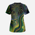 Australian South Sea Islander National Recognition Day Scrub Top Southern Cross Aboriginal Dot Art Sugarcane