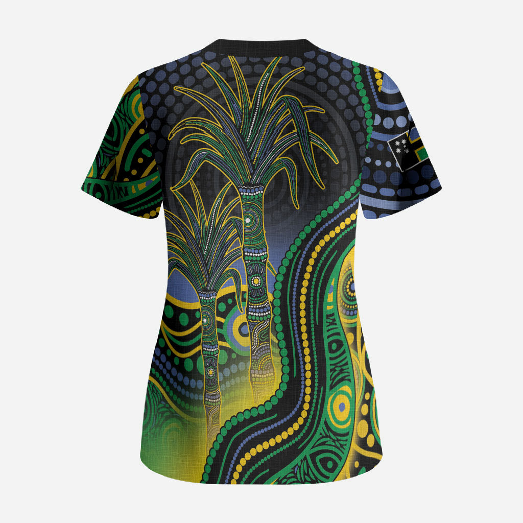 Australian South Sea Islander National Recognition Day Scrub Top Southern Cross Aboriginal Dot Art Sugarcane
