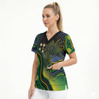 Australian South Sea Islander National Recognition Day Scrub Top Southern Cross Aboriginal Dot Art Sugarcane