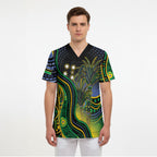 Australian South Sea Islander National Recognition Day Scrub Top Southern Cross Aboriginal Dot Art Sugarcane