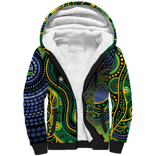 Australian South Sea Islanders National Recognition Day Sherpa Hoodie Southern Cross Aboriginal Dot Art Sugarcane
