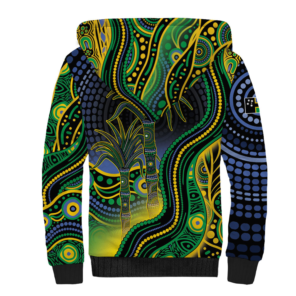 Australian South Sea Islanders National Recognition Day Sherpa Hoodie Southern Cross Aboriginal Dot Art Sugarcane