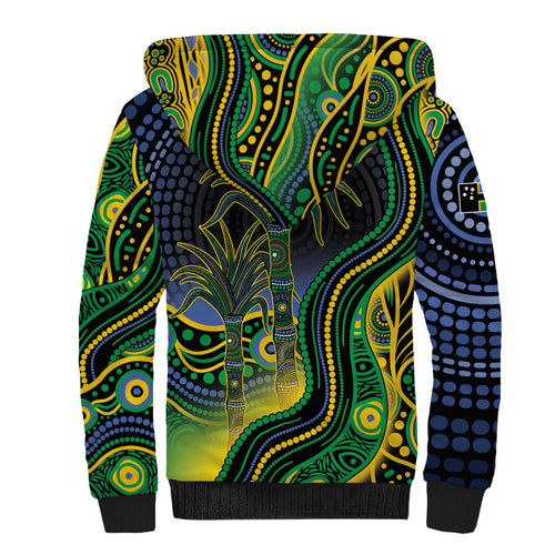 Australian South Sea Islanders National Recognition Day Sherpa Hoodie Southern Cross Aboriginal Dot Art Sugarcane