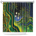 Australian South Sea Islander National Recognition Day Shower Curtain Southern Cross Aboriginal Dot Art Sugarcane