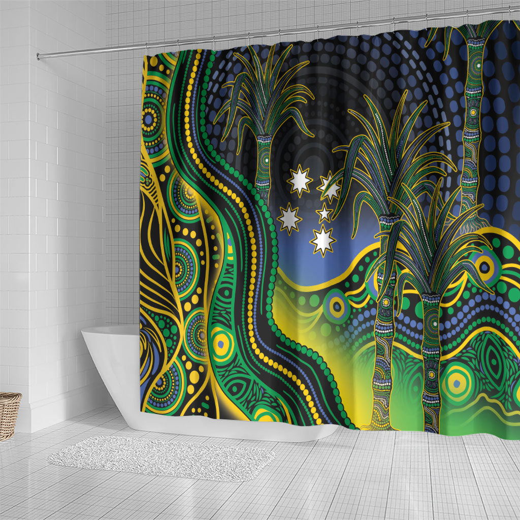 Australian South Sea Islander National Recognition Day Shower Curtain Southern Cross Aboriginal Dot Art Sugarcane