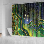 Australian South Sea Islander National Recognition Day Shower Curtain Southern Cross Aboriginal Dot Art Sugarcane