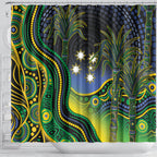 Australian South Sea Islander National Recognition Day Shower Curtain Southern Cross Aboriginal Dot Art Sugarcane