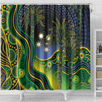 Australian South Sea Islander National Recognition Day Shower Curtain Southern Cross Aboriginal Dot Art Sugarcane