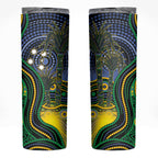 Australian South Sea Islanders National Recognition Day Skinny Tumbler Southern Cross Aboriginal Dot Art Sugarcane